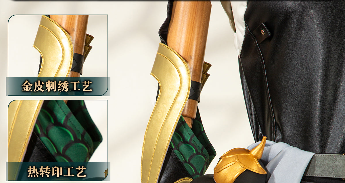 Monenjoy 鳴潮 コスプレ衣装　忌炎（きえん）コスチューム　イヤリング付　イベント　仮装　戦闘服　カッコイイ　 - Monenjoy