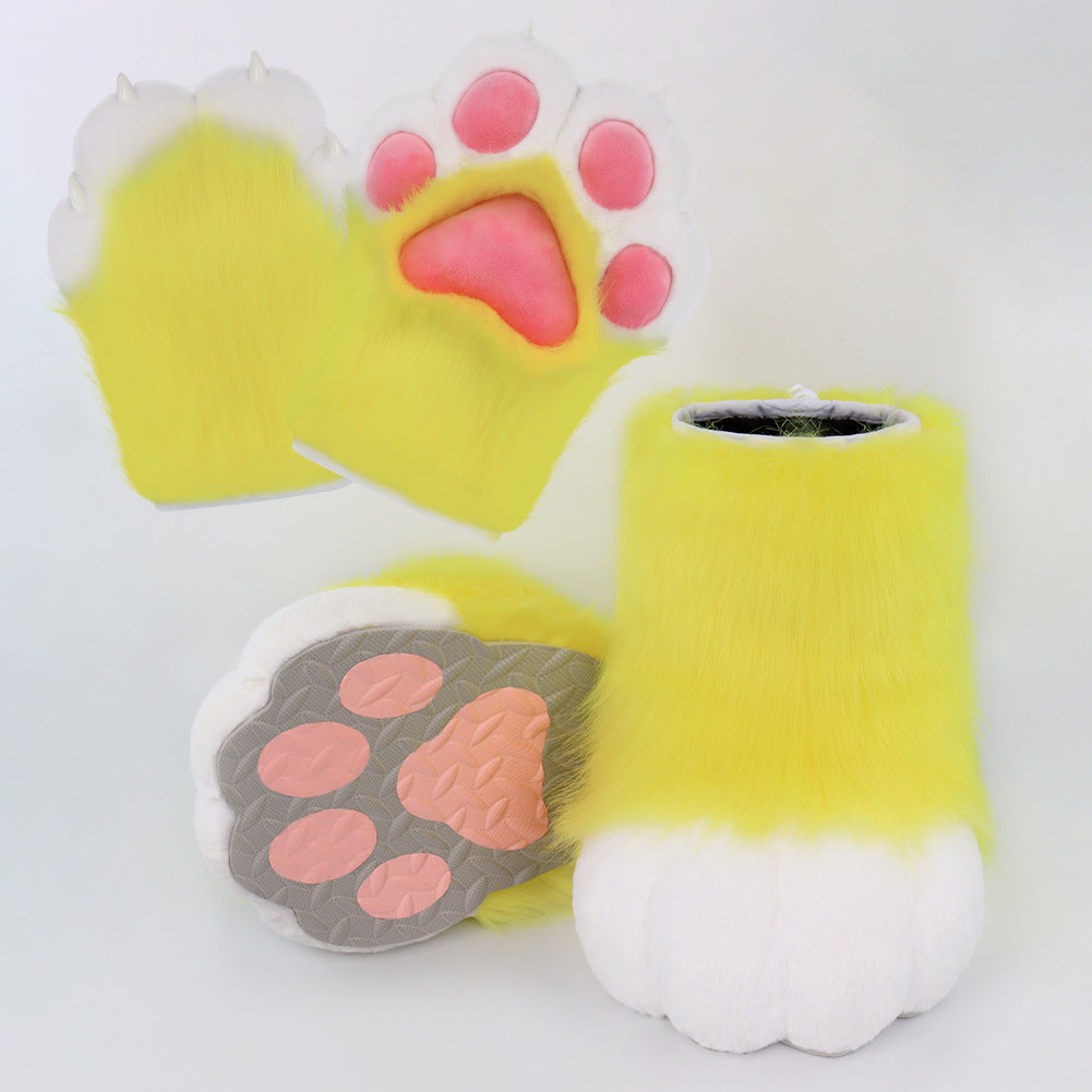 Monenjoy　着ぐるみ　ファースーツ 手 爪　肉球 手袋　もふもふ ハード てぶくろ　犬 狼 ネコ ケモノ　動物　擬人観 　獣人　kigurumi 　Fursuit　コスプレ道具　アクセサリー　 - Monenjoy