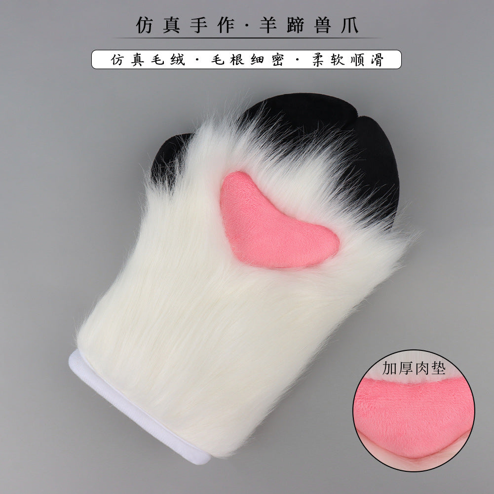 Monenjoy　ファースーツ 着ぐるみ　羊の着ぐるみ　ひつじ爪　手袋　アクセサリー　イベント　コスプレ衣装 もふもふ 動物 擬人観 獣人 GS1161 - Monenjoy