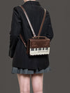 Monenjoy キレカジ風　ピアノ刺繍リュックサック  ハンドバッグ　ミニシュルダーバッグ　ミニバッグ ブロンズ色GSbag001