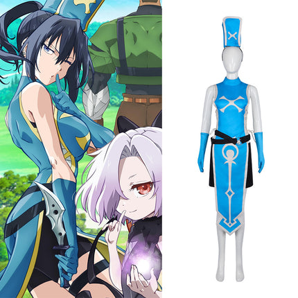 Monenjoy TV Anime Fainting Hero and Assassin Princess Anemone Monk's Song Cosplay Costume Blue Costume