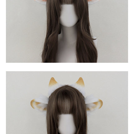 Monenjoy 　ひつじ　髪飾り　コスプレ道具　アクセサリー　イベント　カチューシャ レディース 女性 ヘアアクセサリー 髪飾り まとめ髪 羊 ひつじ 角付き 耳付き かわいい おしゃれ キュート 　GS1162 - Monenjoy