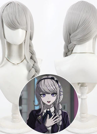 Monenjoy   HUNDRED LINE -最終防衛学園 霧藤希  60cm ウィッグ ショートヘア  三つ編み コスプレ道具　サイドブレイド ブレイドヘア ハンドレッド 　カツラ　イベント