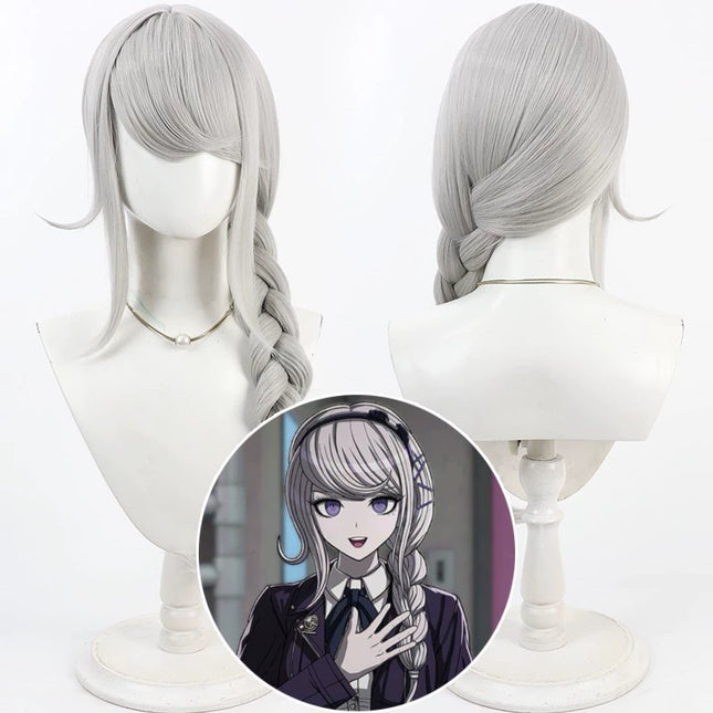 Monenjoy HUNDRED LINE - Final Defense Academy Kirifuji Nozomi วิกผม 60 ซม. ผมสั้นถักเปีย อุปกรณ์คอสเพลย์ ถักเปียข้าง ผมถักเปีย กิจกรรม Hundred Wig