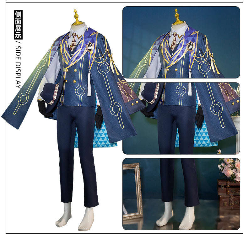 Monenjoy 崩壊スターレイル アベンチュリン コスプレ衣装　礼服　スーツ　帽子＋イヤリング＋タトゥーシール付　コイン道具3枚贈り　イベント　博戯の砂金石　仮装　ハロウィン - Monenjoy
