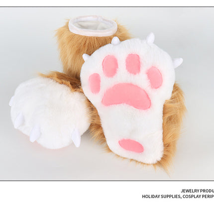 Monenjoy　ファースーツ 手 爪 肉球　もふもふ ハード てぶくろ 犬 狼 ネコ ケモノ 動物 擬人観 獣人 kigurumi Fursuit コスプレ道具 アクセサリーGS1160 - Monenjoy