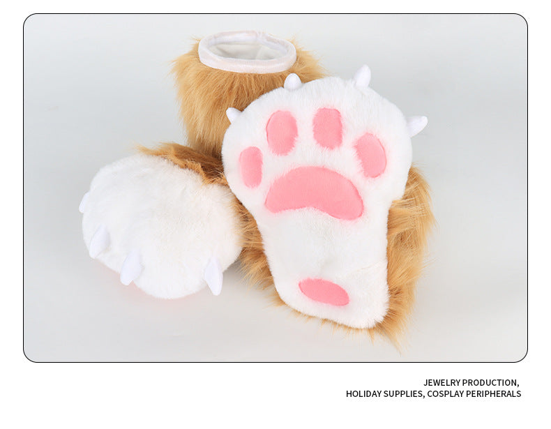 Monenjoy　ファースーツ 手 爪 肉球　もふもふ ハード てぶくろ 犬 狼 ネコ ケモノ 動物 擬人観 獣人 kigurumi Fursuit コスプレ道具 アクセサリーGS1160 - Monenjoy