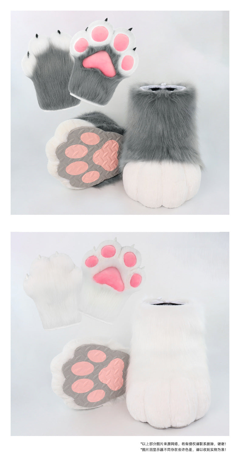 Monenjoy　着ぐるみ　ファースーツ 手 爪　肉球 手袋　もふもふ ハード てぶくろ　犬 狼 ネコ ケモノ　動物　擬人観 　獣人　kigurumi 　Fursuit　コスプレ道具　アクセサリー　 - Monenjoy