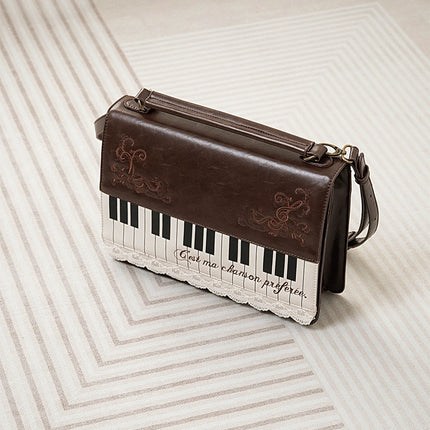 Monenjoy キレカジ風　ピアノ刺繍リュックサック  ハンドバッグ　ミニシュルダーバッグ　ミニバッグ ブロンズ色GSbag001
