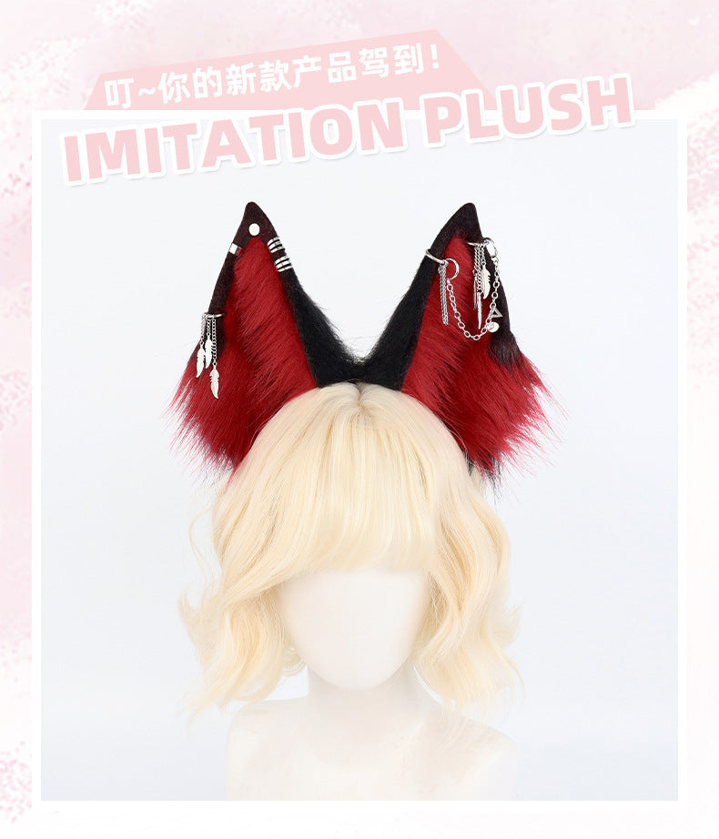 Monenjoy 狐耳 狼耳 狼の尻尾 コスプレ アクセサリー コスプレ道具 可愛い　ゴスロリ　渋谷系　萌えグッズ　キツネ ケモ耳 狐しっぽGS1154 - Monenjoy