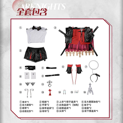 Monenjoy Arknights New Testament Exusiai Cosplay Costume Embroidered Pattern 3D Resin Accessories High Reproduction Combat Suit Design Exusiai the New Covenant 