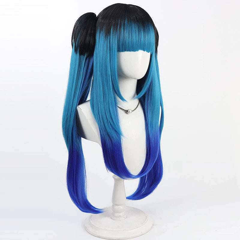 Monenjoy  HUNDRED LINE -最終防衛学園 飴宮怠美  80cm ウィッグ  ツインテール  コスプレ道具　 ハイツインテール  サイドブレイド ブレイドヘア ハンドレッド 　カツラ　イベント