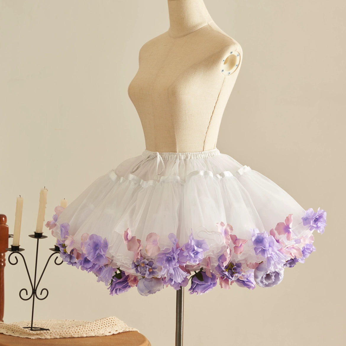Monenjoy　ロリータ　ペチコート　花　クリノリン　バッスル　ティアードペチコート　ふわもこアンダー　ふんわり　コスプレ道具　地雷系　GS1220 - Monenjoy