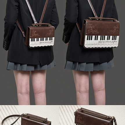 Monenjoy キレカジ風　ピアノ刺繍リュックサック  ハンドバッグ　ミニシュルダーバッグ　ミニバッグ ブロンズ色GSbag001