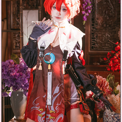 Monenjoy　鳴潮　コスプレ　丹瑾 たんきん　コスチューム　可愛い　イヤリング＋腿鞄付　ワンピース　ハロウィン　実物化　イベント - Monenjoy