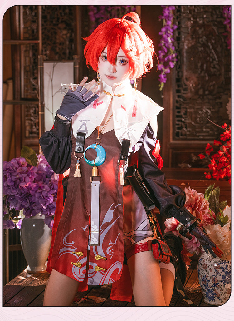 Monenjoy　鳴潮　コスプレ　丹瑾 たんきん　コスチューム　可愛い　イヤリング＋腿鞄付　ワンピース　ハロウィン　実物化　イベント - Monenjoy