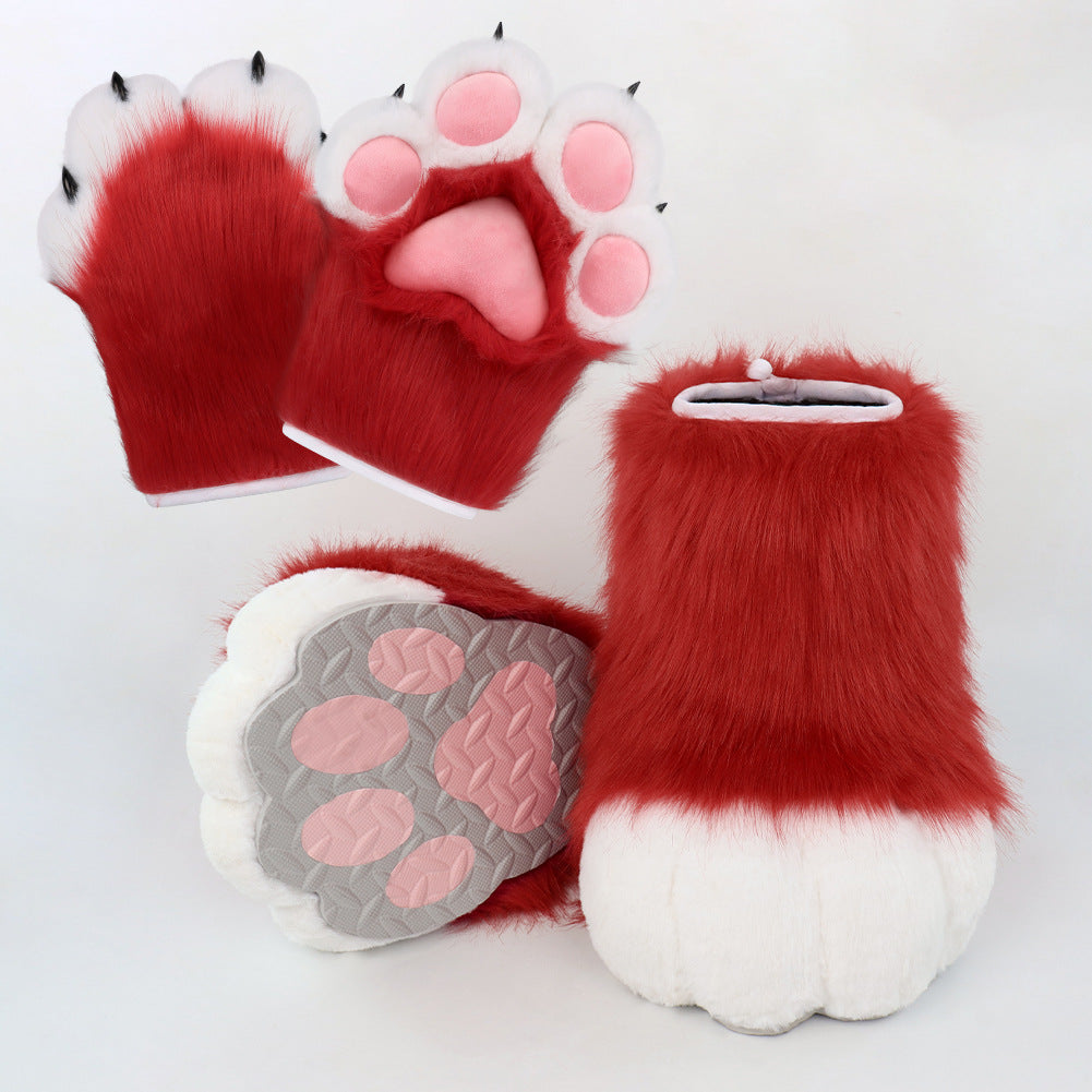 Monenjoy　着ぐるみ　ファースーツ 手 爪　肉球 手袋　もふもふ ハード てぶくろ　犬 狼 ネコ ケモノ　動物　擬人観 　獣人　kigurumi 　Fursuit　コスプレ道具　アクセサリー　 - Monenjoy