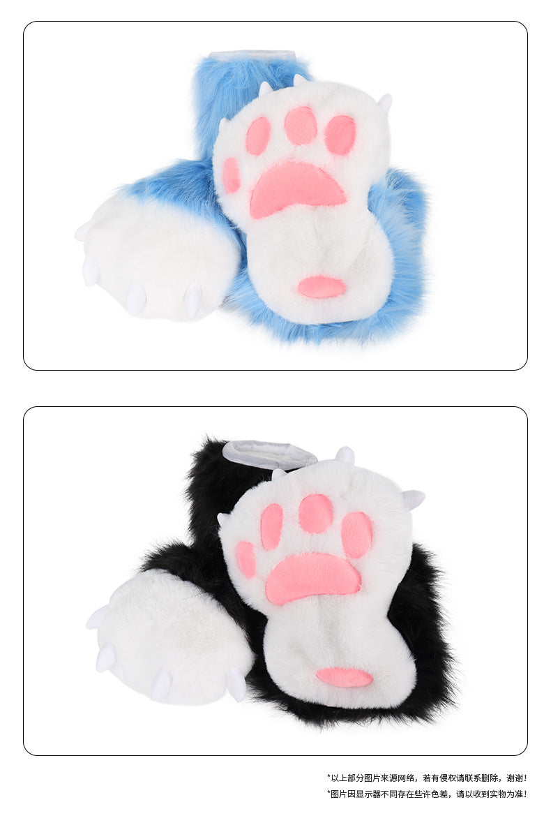 Monenjoy　ファースーツ 手 爪 肉球　もふもふ ハード てぶくろ 犬 狼 ネコ ケモノ 動物 擬人観 獣人 kigurumi Fursuit コスプレ道具 アクセサリーGS1160 - Monenjoy
