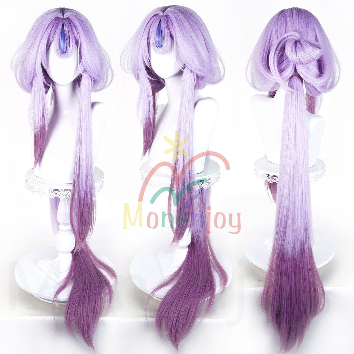 Monenjoy　アークナイツ　均　ウィッグ　カツラ　アクナイ　コスプレ道具　長120cm　Arknights　ふんわりヘア　耐熱ウィッグ　紫色 Monenjoy