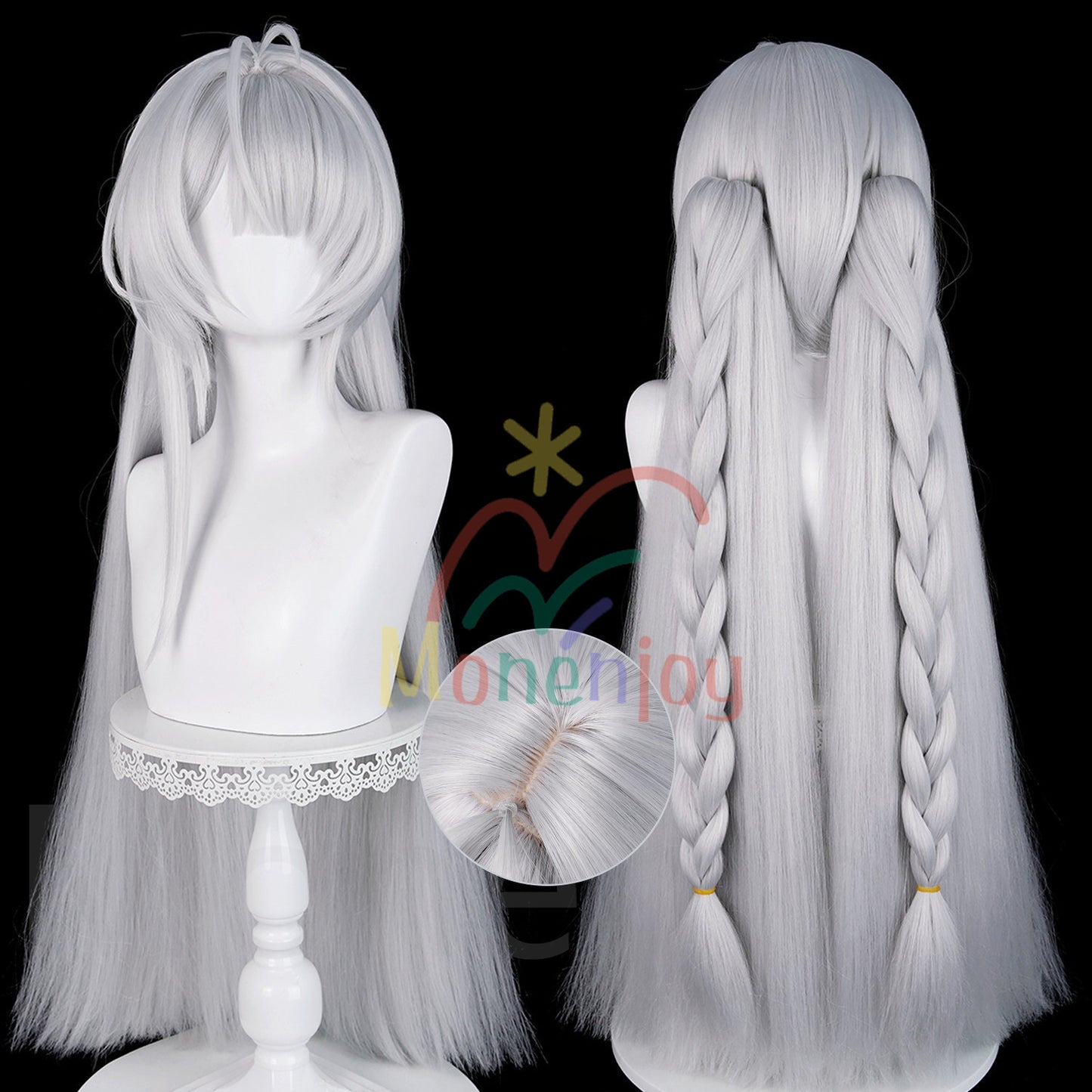 Monenjoy ゼンゼロ ヴェリナ ウィッグ　カツラ　コスプレ道具　ふんわりヘア イベント　エルフ耳 スナップクリップ 撮影道具　耐熱ウィッグ MONENJOY