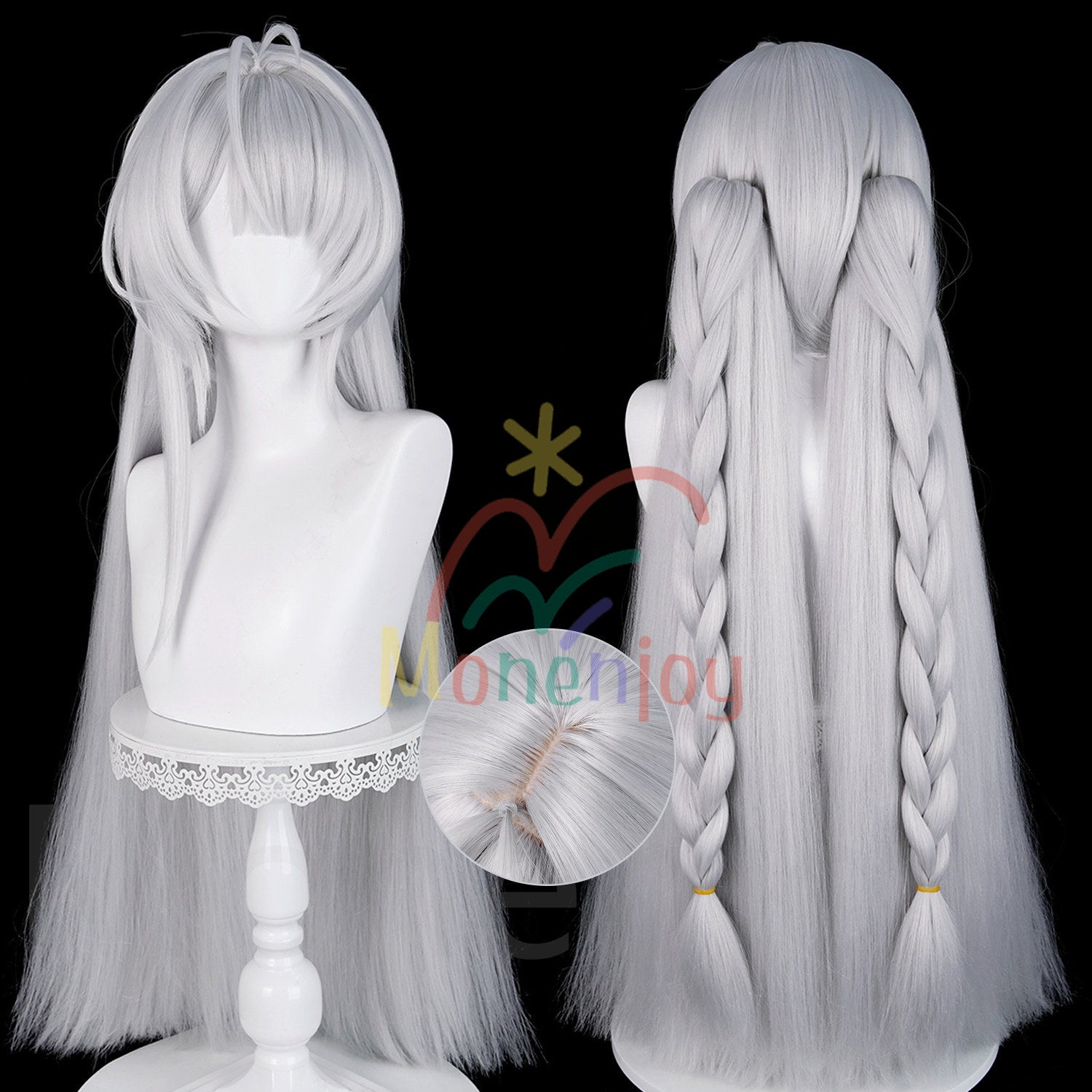 Monenjoy ゼンゼロ ヴェリナ ウィッグ　カツラ　コスプレ道具　ふんわりヘア イベント　エルフ耳 スナップクリップ 撮影道具　耐熱ウィッグ MONENJOY