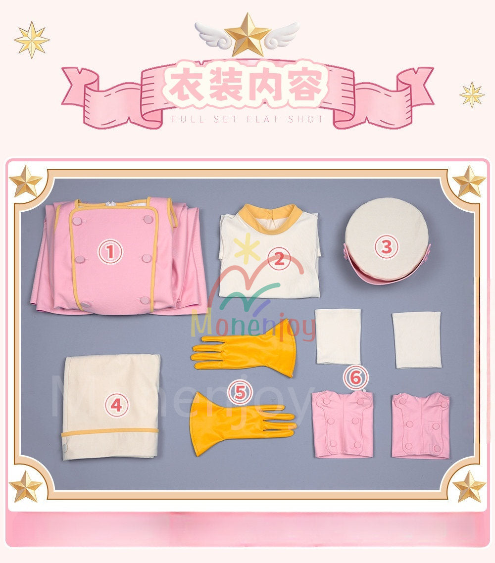 カードキャプターさくら　木之本 桜　CCさくら 戦闘服　ドレス　ピンク色　帽子付 クロウカード編 Monenjoy