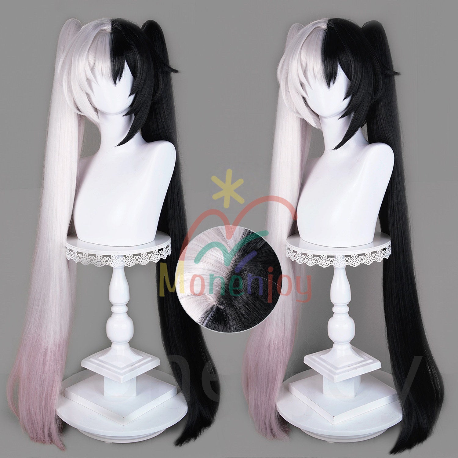 Monenjoy　崩壊スターレイル　火花大会　ウィッグ　カツラ　コスプレ道具　本体約30cm　付け毛のポニーテール長100cm　耐熱ウィッグ　イベント MONENJOY