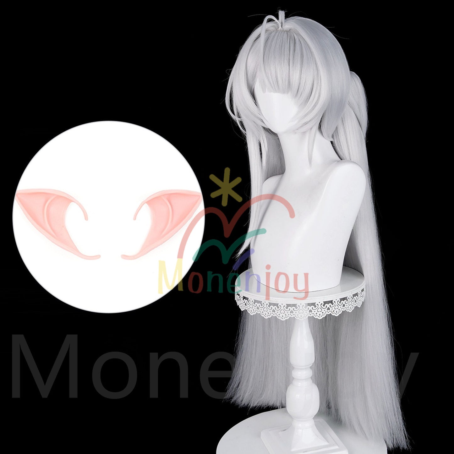 Monenjoy ゼンゼロ ヴェリナ ウィッグ　カツラ　コスプレ道具　ふんわりヘア イベント　エルフ耳 スナップクリップ 撮影道具　耐熱ウィッグ MONENJOY