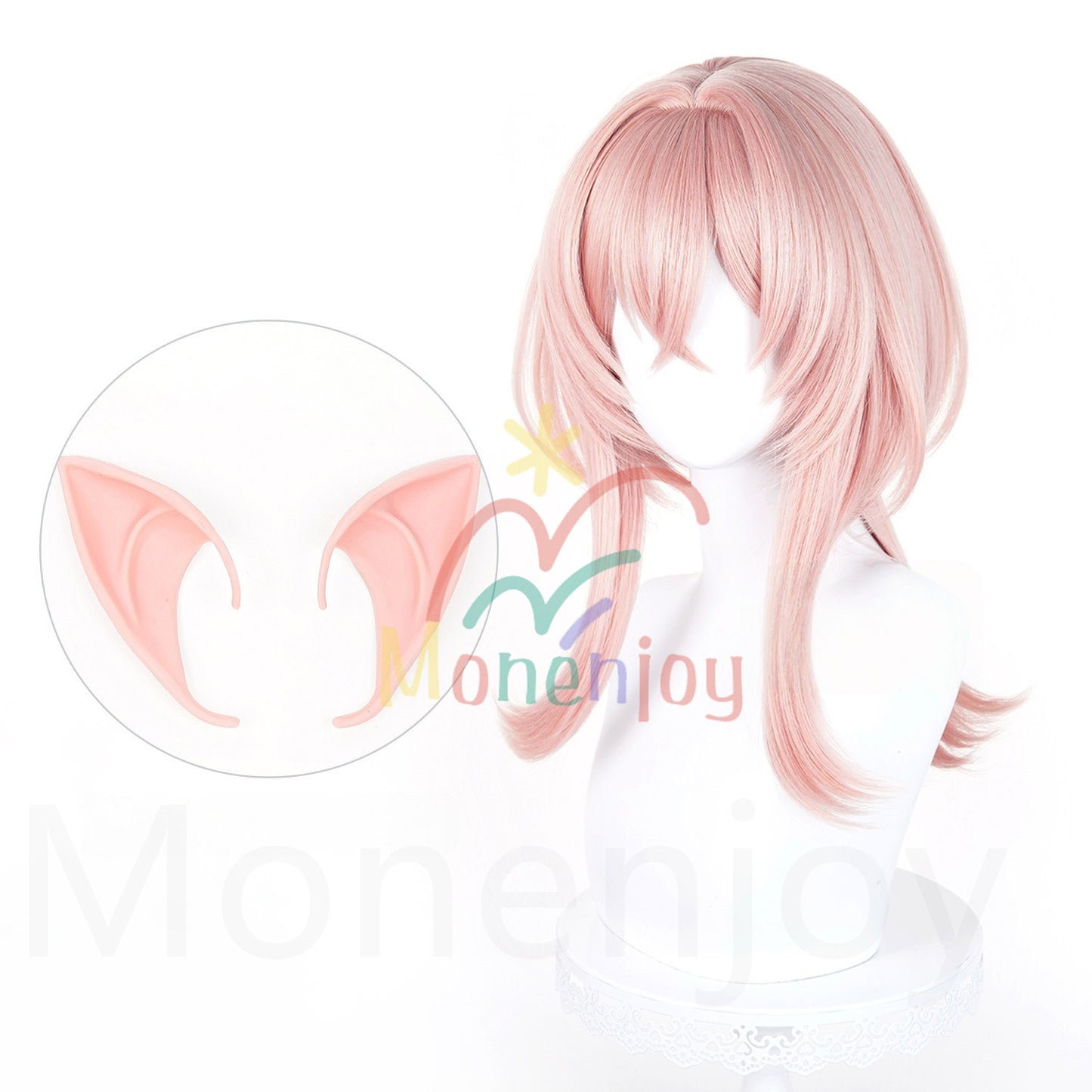 Monenjoy　原神　リンネア　ウィッグ　カツラ　コスプレ道具　付け毛のポニーテール　耐熱ウィッグ　2種類カラー MONENJOY