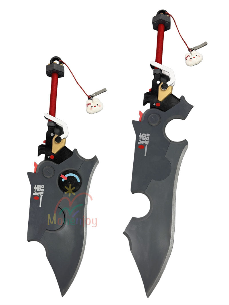 Monenjoy ゼンゼロ ザオ　コスプレ道具　照　武器モデル　ゼンレスゾーンゼロ　1.2ｍと1.4ｍ　モチーフ武器  斧・長剣変形 EVA+木質