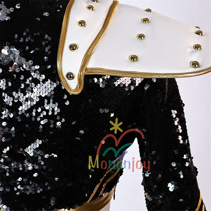 Monenjoy KPOP Girls! Demon Hunters Rumi Mila Zoe Cosplay Costume Stage Clothes Black Sparkly Live Clothes KPop Demon Hunters