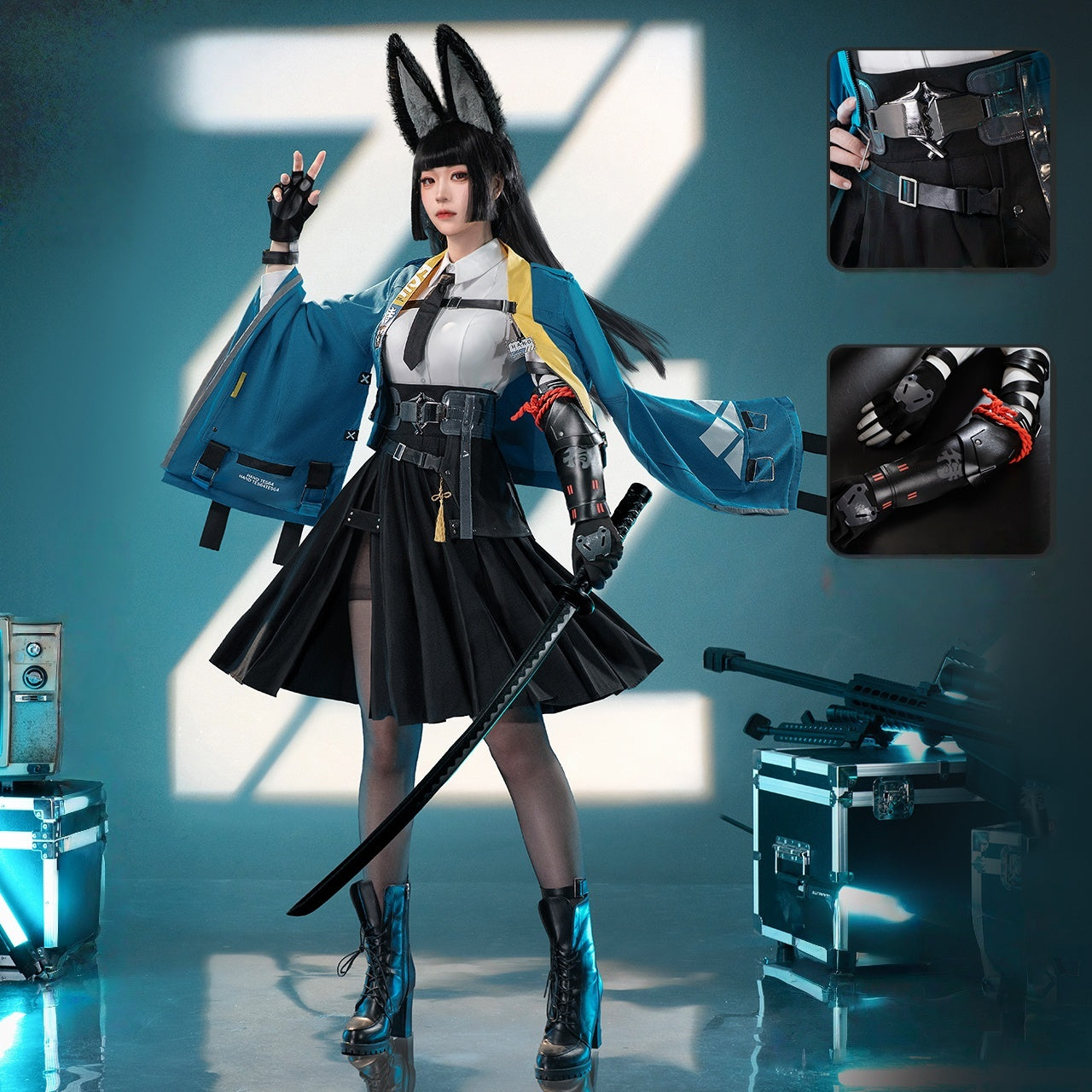 Monenjoy ゼンゼロ 星見雅  　コスプレ衣装　人工革　ホロウ第六課 　金属製パーツ　耳飾り付　コスチュームGS1932