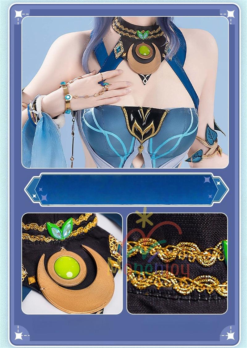 Monenjoy　原神　ラウマ　コスプレ衣装　 Lauma 　3d樹脂製髪飾り追加　ナド・クライ 　イベント　霜月の子 白銀の鹿座 　コスチュームgs1915