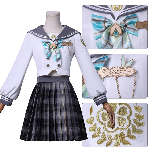 Monenjoy 崩壊スターレイル　ホタル　JK服　刺繡ロゴ　セーラー服　夏　春の贈り物　スターレイル　コスチューム　コスプレ衣装