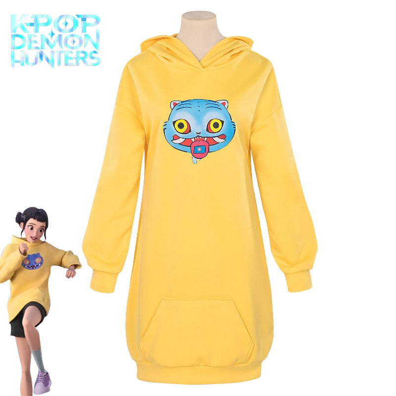 Monenjoy　KPOPガールズ! デーモン・ハンターズ　ゾーイ 　パーカー　黄色　オーバーサイズパーカー　 子供　ルミ　ミラ　 コスプレ衣装　舞台服　黒色　キラキラ　ライブ服　KPop Demon Hunters