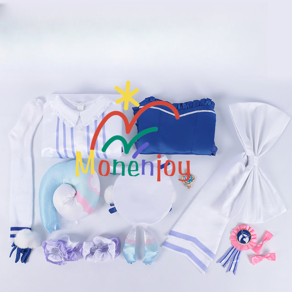 Monenjoy　原神　ラッキンコーヒー コラボ　シグウィン　メイド服　ワンピース　スカート　コスプレ道具　可愛い　尻尾付　髪飾り贈　アクセサリー - Monenjoy