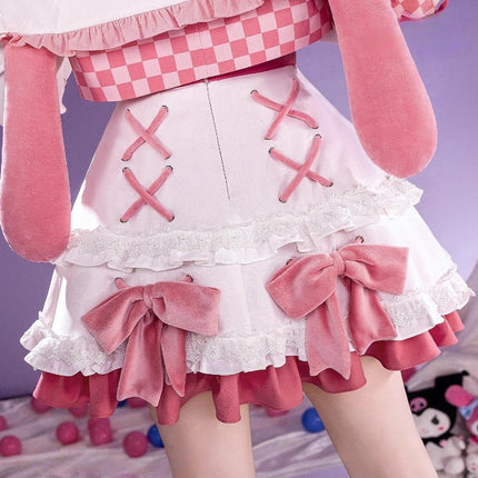 Monenjoy Girls Band Cry x Sanrio Characters Hina x My Melody Cosplay Costume Pink Costume Cute