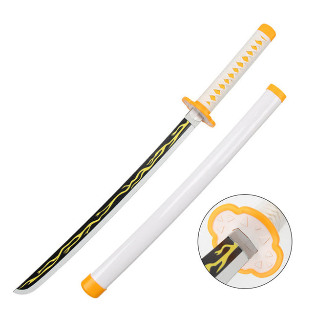 Monenjoy 鬼滅の刃 日輪刀 鬼狩り 我妻 善逸 77cm　グッズ 剣戟奇譚 竈門 和風 大正時代 子供用 コスプレ 舞台 おもちゃ 木 イベント 祭り - Monenjoy
