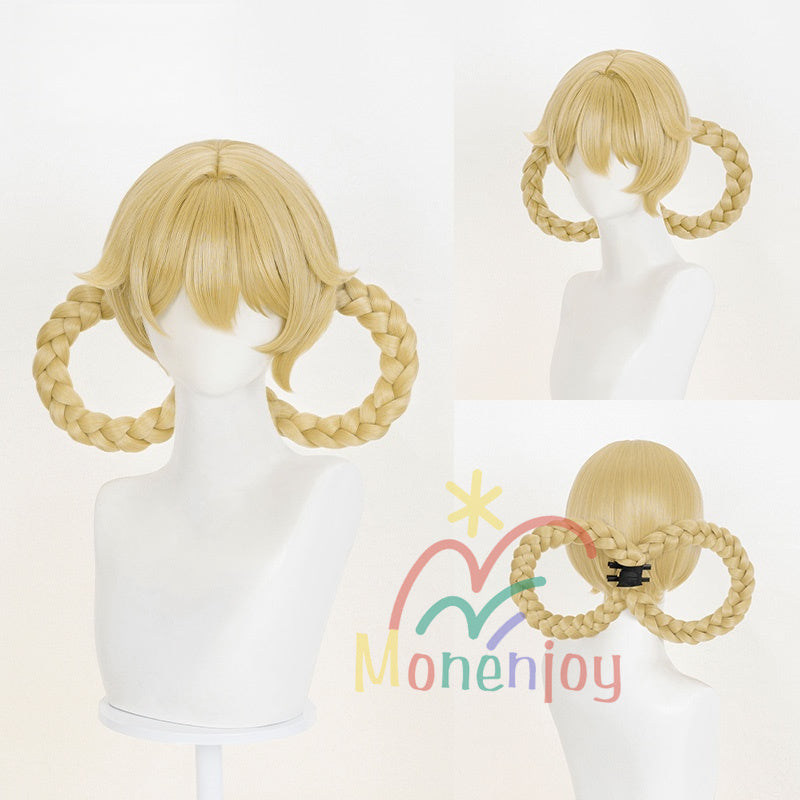 Monenjoy 原神　ヤフォダ　ウィッグ　Jahoda　カツラ　 ナド・クライ 金髪　宝盗団　イベント　賞金稼ぎ　コスプレGswig005