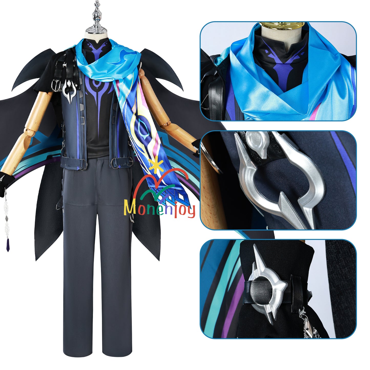 Monenjoy　 原神　オロルン　蝠翼の眼 オロルンの衣装　 Ororon 神の目 雷　3d樹脂アクセサリー＋タトゥーシール贈り　コスプレ衣装 - Monenjoy