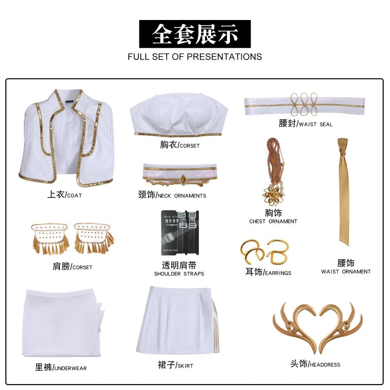 Monenjoy KPOP Girls! Demon Hunters Mira White Cosplay Costume Live Clothes Stage Clothes KPop Demon Hunters