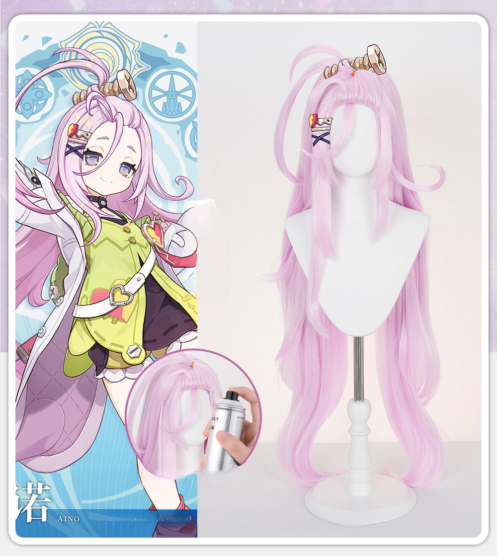 Monenjoy　原神 アイノ ウィッグ　コスプレ道具　カツラ　Aino　ピンク色　 100cm　ナド・クライ　チャカチャ・クルムカケ工房の大黒柱　アクセサリーGSwig1018