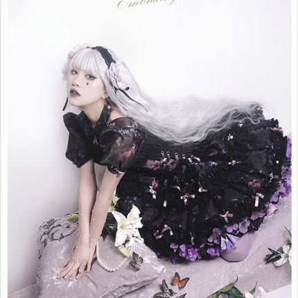 Monenjoy　ロリータ　ペチコート　花　クリノリン　バッスル　ティアードペチコート　ふわもこアンダー　ふんわり　コスプレ道具　地雷系　GS1220 - Monenjoy