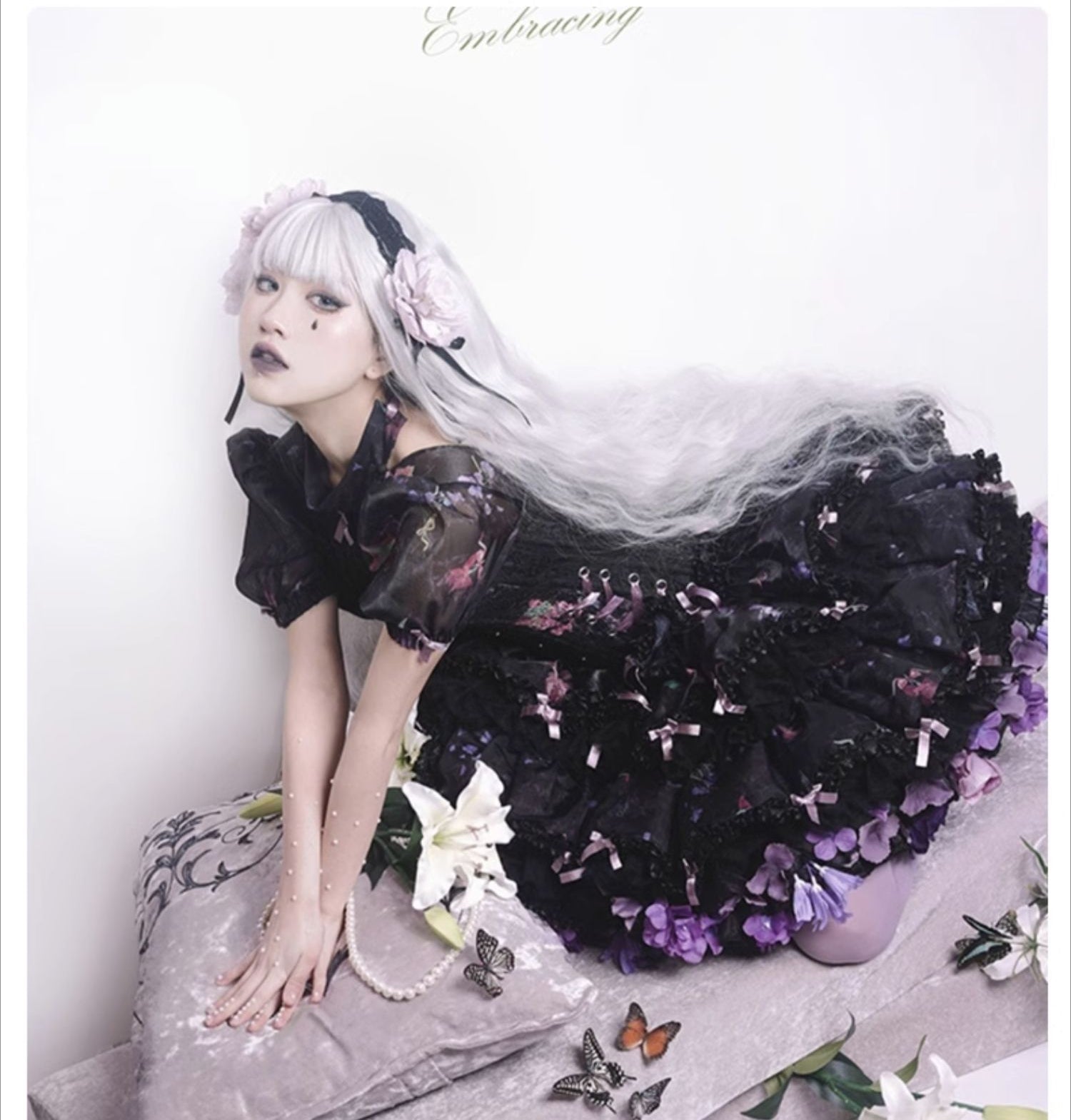 Monenjoy　ロリータ　ペチコート　花　クリノリン　バッスル　ティアードペチコート　ふわもこアンダー　ふんわり　コスプレ道具　地雷系　GS1220 - Monenjoy