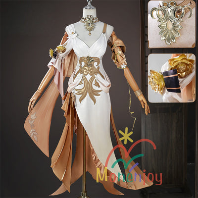 Monenjoy 崩壊：スターレイル アグライア コスプレ衣装　ワンピース　金属パーツ　黄金裔　オンパロス/オクヘイマ　コスチューム　ハロウィン