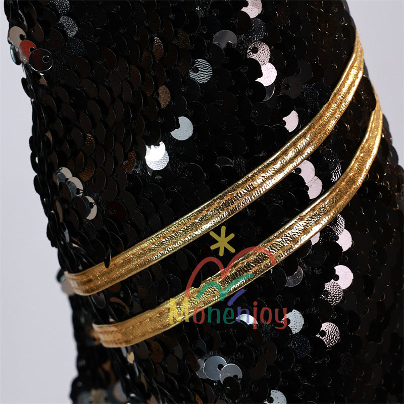 Monenjoy KPOP Girls! Demon Hunters Rumi Mila Zoe Cosplay Costume Stage Clothes Black Sparkly Live Clothes KPop Demon Hunters