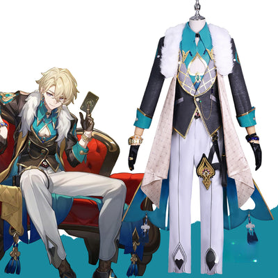 Monenjoy 崩壊スターレイル アベンチュリン コスプレ衣装　眼鏡＋指輪＋腕時計+タトゥーシール付　コイン道具3枚贈り　イベント　博戯の砂金石　仮装　ハロウィン - Monenjoy