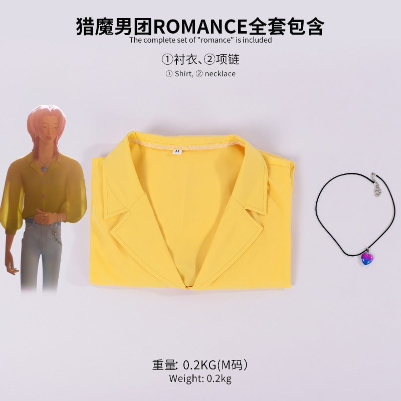 Monenjoy 　KPOPガールズ！デーモン・ハンターズ 　SajaBoys　 romance　シャツ　黄色コスプレ衣装　ベイビー 舞台服　サジャ・ボーイズ　Kpop Demon Hunters