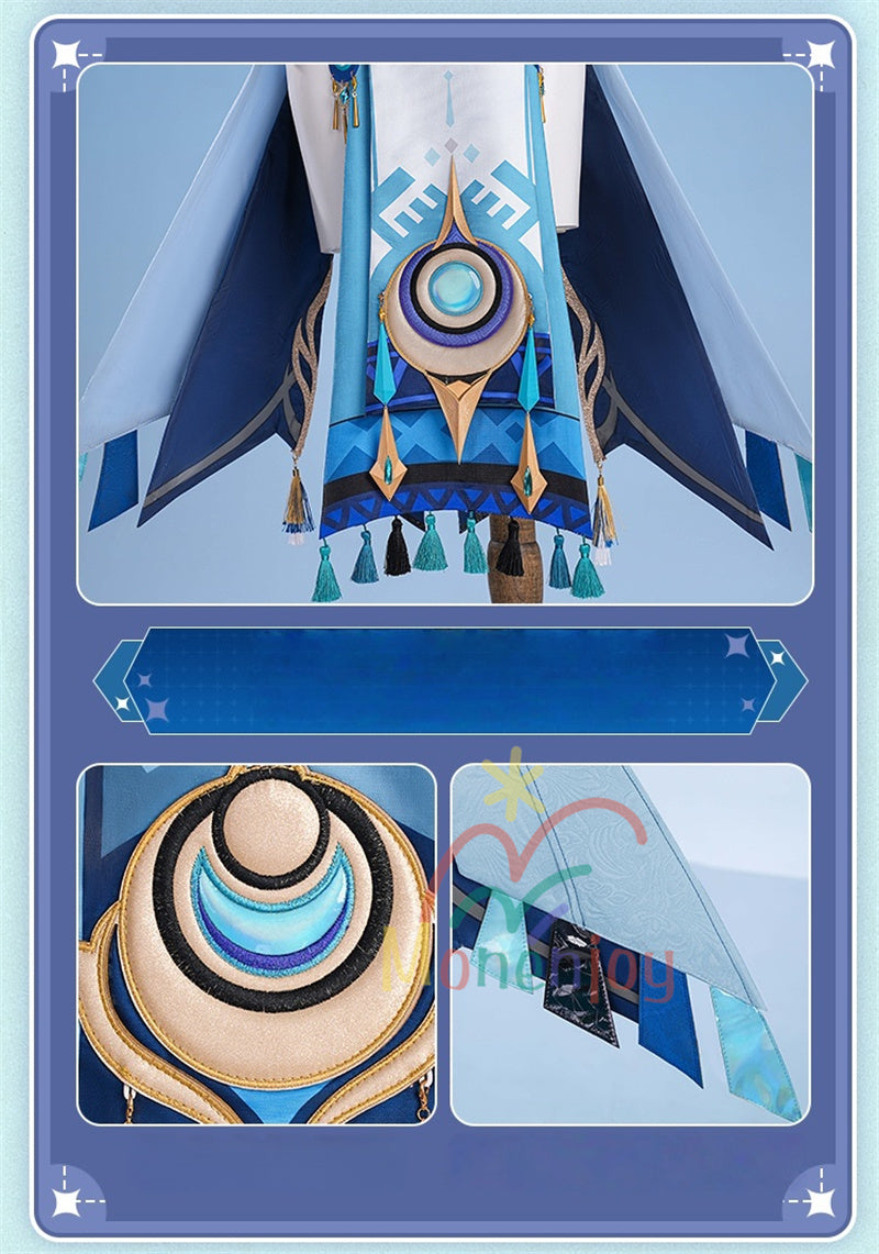 Monenjoy　原神　ラウマ　コスプレ衣装　 Lauma 　3d樹脂製髪飾り追加　ナド・クライ 　イベント　霜月の子 白銀の鹿座 　コスチュームgs1915