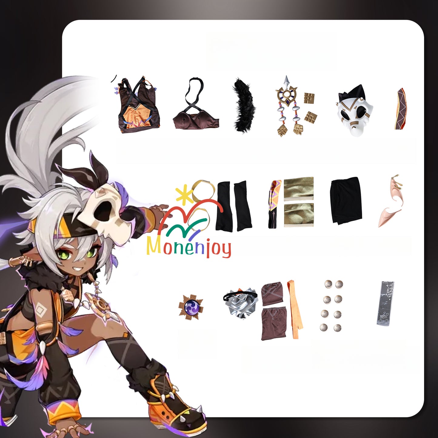 Monenjoy　原神　イアンサ　コスプレ衣装 マスク付　3d樹脂製アクセサリー　 Iansan - Monenjoy